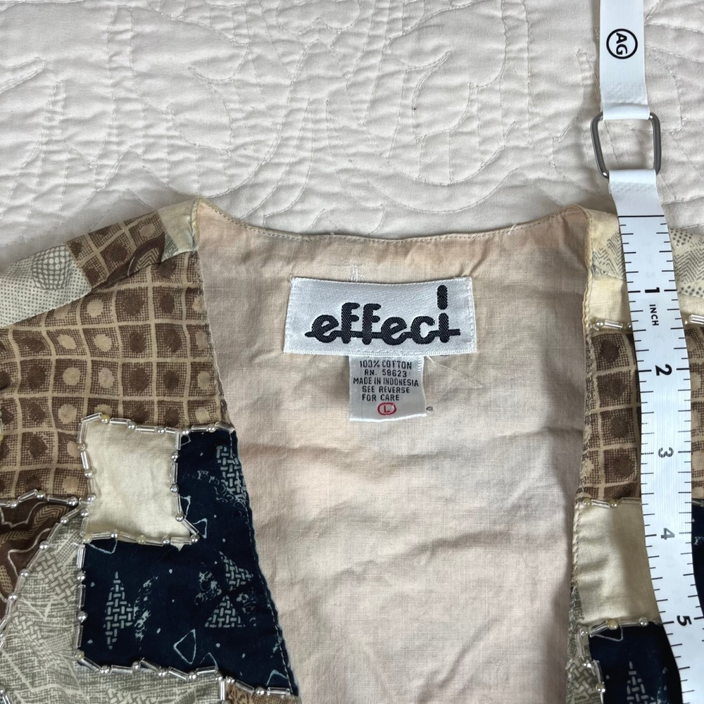 Vintage Effeci Patchwork Vest Beaded Button Front… - image 8